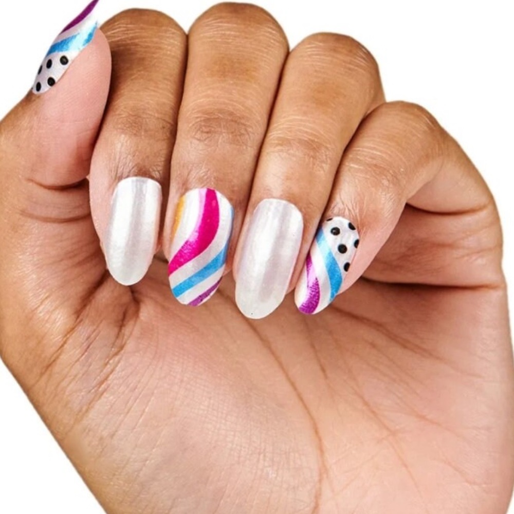 *Retired* Color Street: Cool Beans | 80s Retro Waves Polka Dots White Blue Pink - Picture 8 of 11